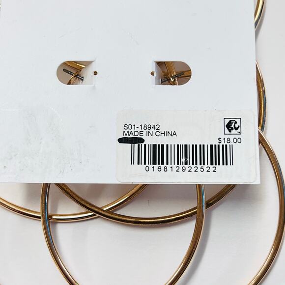 Belk Gold Classic Hoop Earrings Set of 3 - Picture 3 of 3